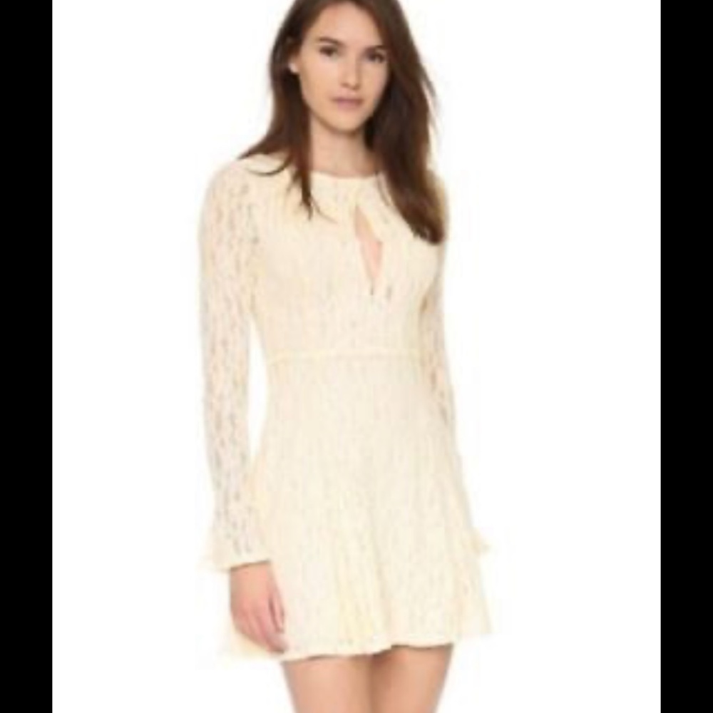 Free People Corded Lace Fit & Flare Dress, Shearling Small